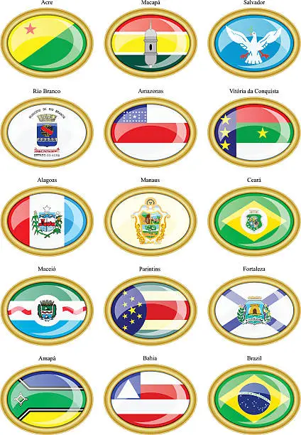 Vector illustration of Flags of the Brazilian states and cities