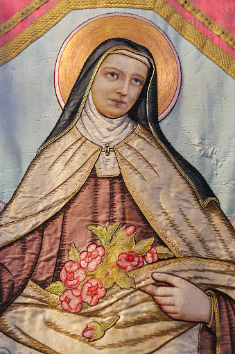 Mechelen, Belgium - January 31, 2015: Portrait of Saint Therese of Lisieux, a Roman Catholic French Discalced Carmelite nun widely venerated in modern times.