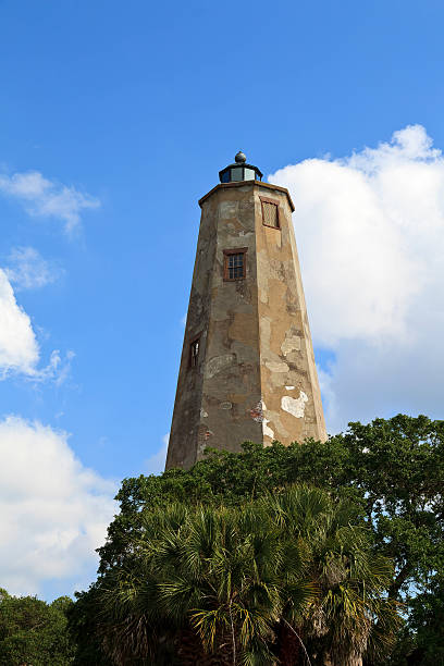 Old Baldy Lighthouse Bald Head Island Lighthouse in North Carolina bald head island stock pictures, royalty-free photos & images