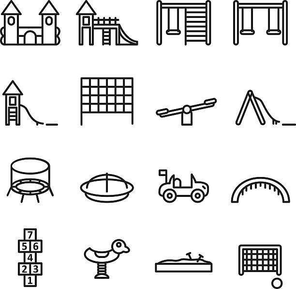 Playgorund thin line icon set. Vector . Playgorund thin line icon set. Vector  eps10. hopscotch stock illustrations