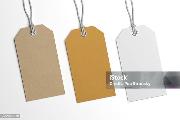 Collection Of 3d Illustration Price Label Hang Tags Mockup Stock Photo - Download Image Now