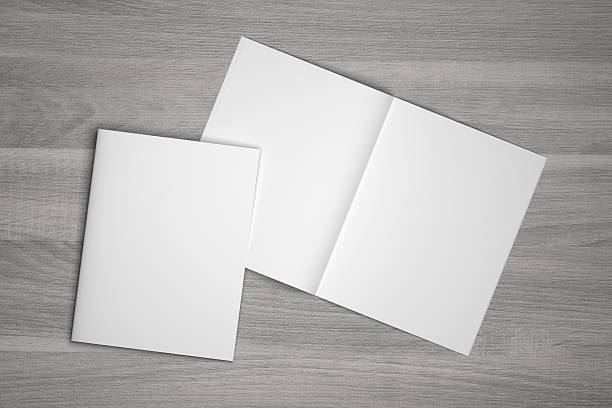 Blank open 3D illustration wood textured magazine mockup with cover