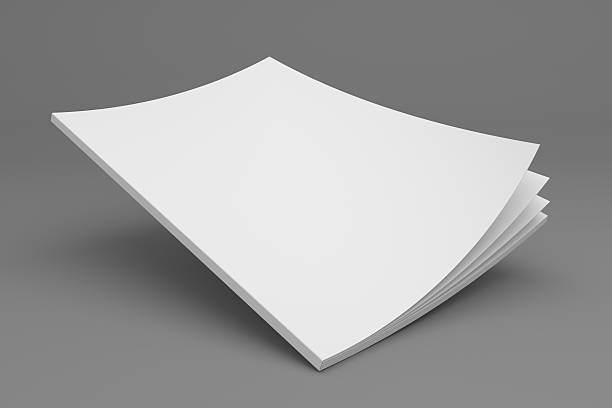 istock Blank flying 3D illustration magazine with opening pages showing spine. 622443676
