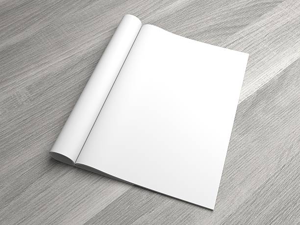 istock Open 3D illustration magazine mock up on wood background 622443710