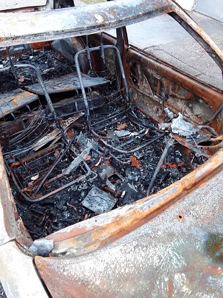 istock Interior seats of a burnt car 622445254