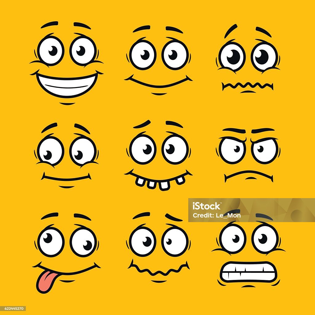 Cartoon faces set Cartoon stock vector