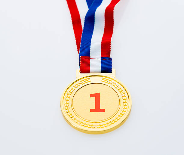 istock Single gold medal isolated on white background 622449000