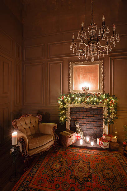 istock Calm image of interior Classic New Year Tree decorated in 622452524