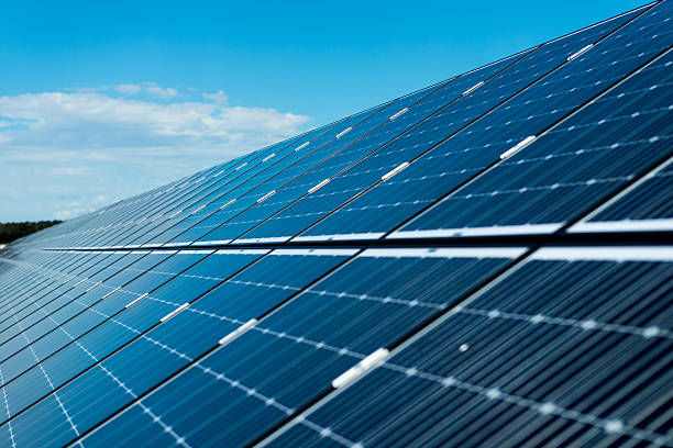 대형 어레이용 태양전지 패널 - solar energy 이미지 뉴스 사진 이미지