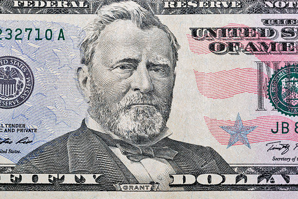 50 dólares de fechamento do fragmento de conta - symbol president ulysses s grant usa - fotografias e filmes do acervo