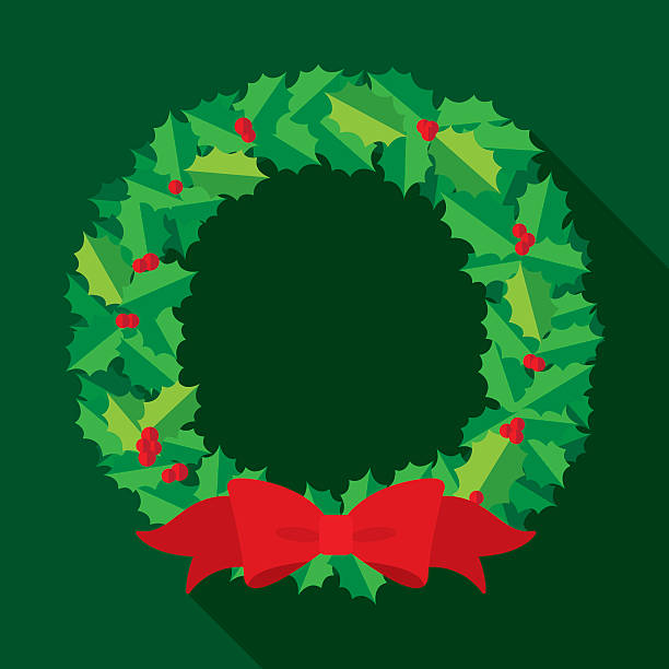 Christmas Wreath Flat Vector illustration of a Christmas wreath in flat style. wreathe stock illustrations