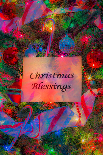 istock Christmas Tree close up with parchment sign and ornaments (P) 622459522