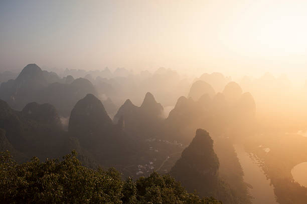 Karst mountain landscape on the Li River in Xingping, Guangxi Province, China
