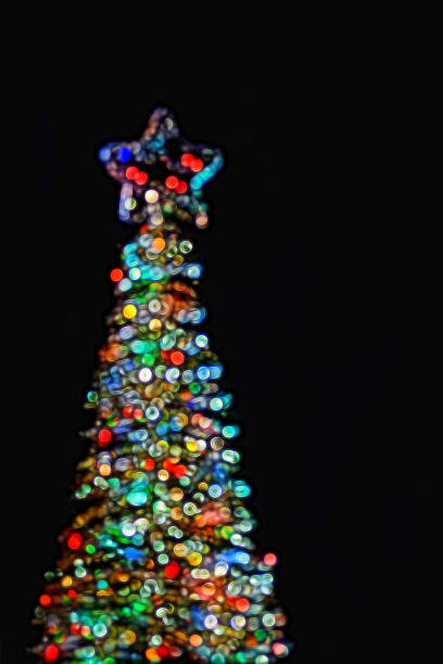 istock Abstract Christmas tree : blurred motion bokeh multicolored lights 622508292