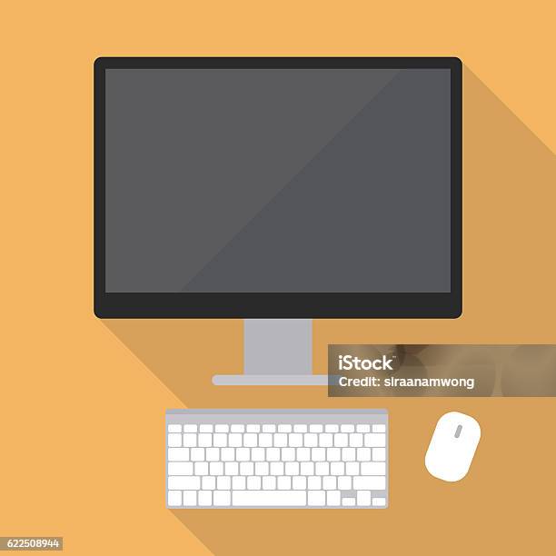 Computer Flat Image Desktop Computer Flat Style Stock Illustration - Download Image Now ...
