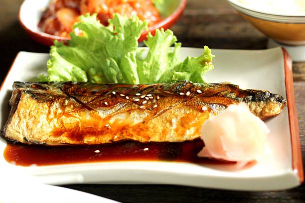 istock Grilled saba fish with sweet sauce on top 622510134