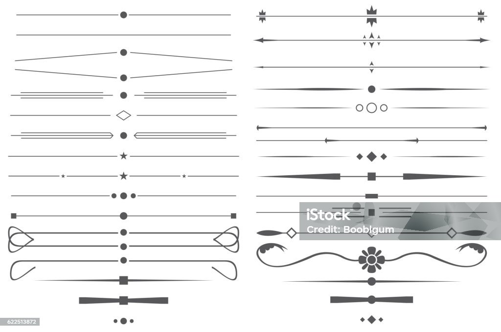 Ensemble de séparateurs de pages décoratifs simples et d’éléments de conception. - clipart vectoriel de En rang libre de droits