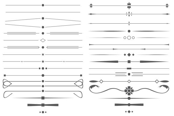 набор простых декоративных разделителей страниц и элементов дизайна. - decoration stock illustrations