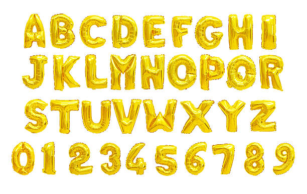 alfabeto inglese giallo - text balloons foto e immagini stock