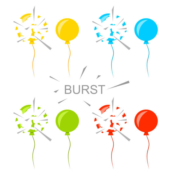 ilustrações de stock, clip art, desenhos animados e ícones de set colorful popped balloons isolated - soda