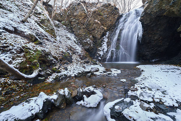 istock Waterfall in early winter, Sakhalin Island, Russia 622521072