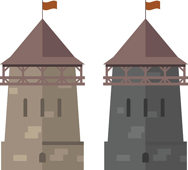 요새 벽의 중세 타워 - 요새 - stronghold stock illustrations