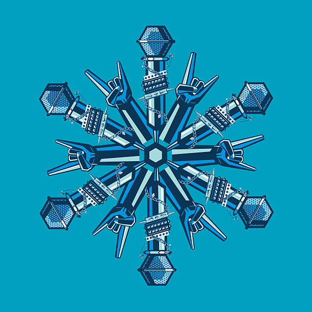 Music snowflake for Christmas party. Sign with musical instruments. vector art illustration