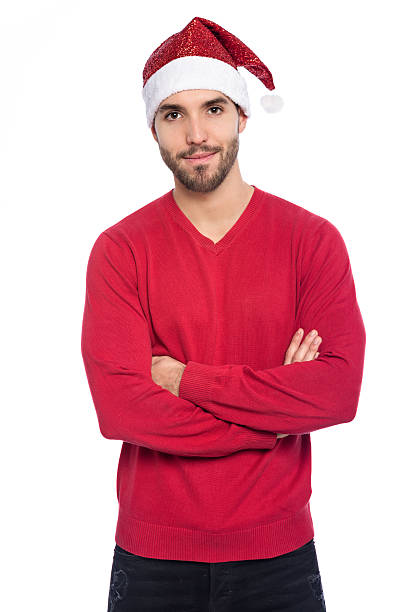 Free Stock Photo of Young guy in a sweater and a Santa hat | Download ...