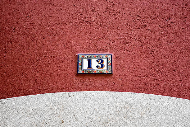 istock Ceramic plate of building number 13 622527306