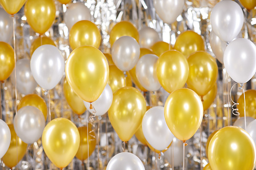 Golden balloons background. New Year concept 