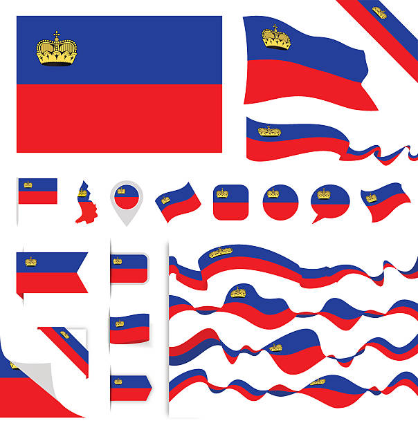 ilustrações, clipart, desenhos animados e ícones de conjunto de bandeiras de liechtenstein - liechtenstein