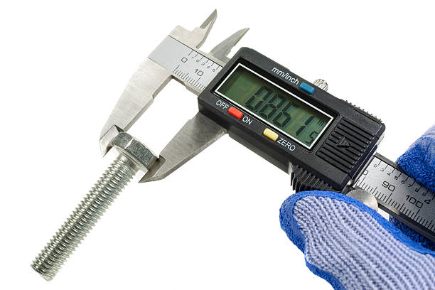 istock Measurement of the bolt diameter with a digital caliper 622532818