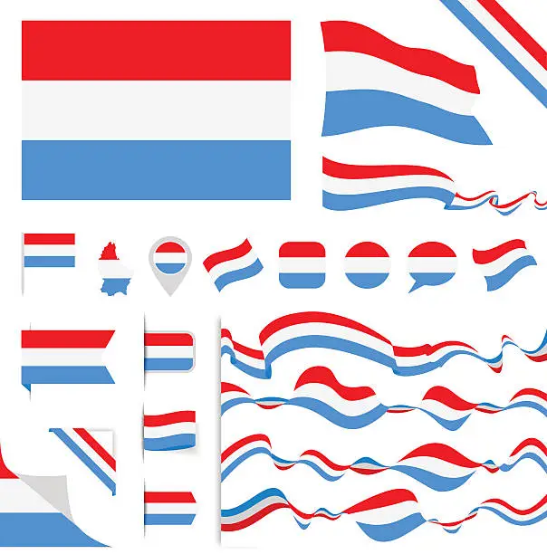 Vector illustration of Luxembourg Flag Set