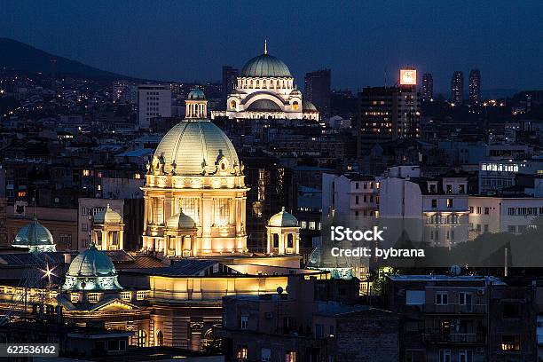 Belgrade Night Stock Photo - Download Image Now - Belgrade - Serbia, Built Structure, Church