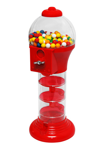 Chewing gum machine plenty of gumballs. Insert coin and get the ball