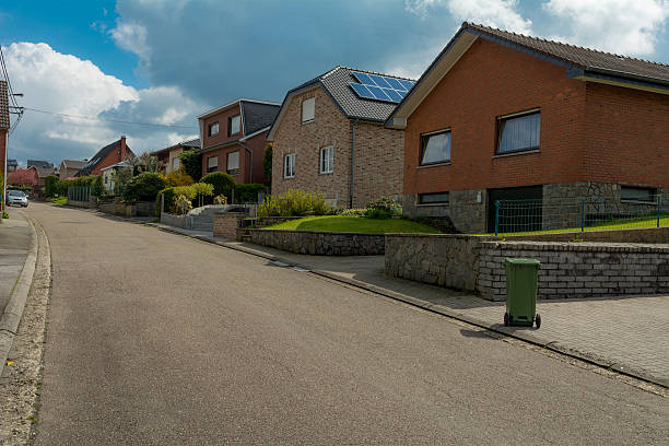 Small sloping street in northeast belgium
