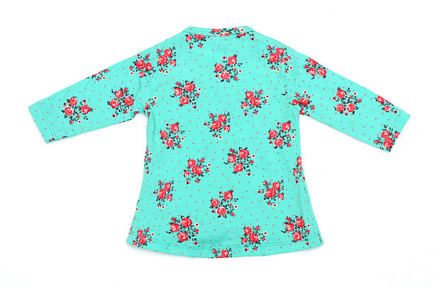 istock Children's shirt with print isolated on white,back 622540656