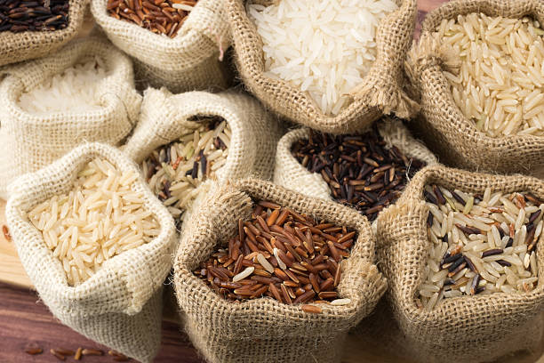 istock Jasmine rice, Brown, Red , Mixed and Riceberry. 622542004