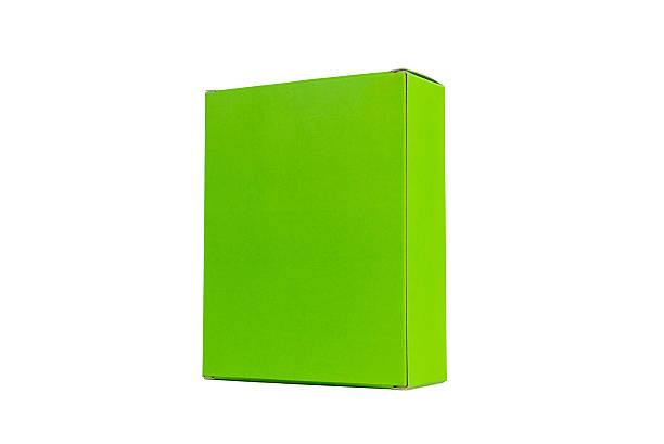 istock Green Box with lid open, green paper package box isolated 622543468