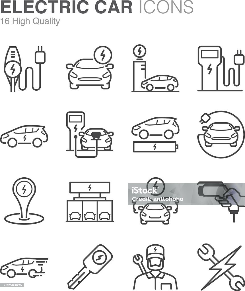 Electric Car icons Electric Car stock vector