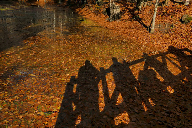 People silhouette on the reed