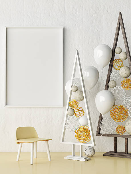 istock Mock up poster with abstract christmas trees 622546100