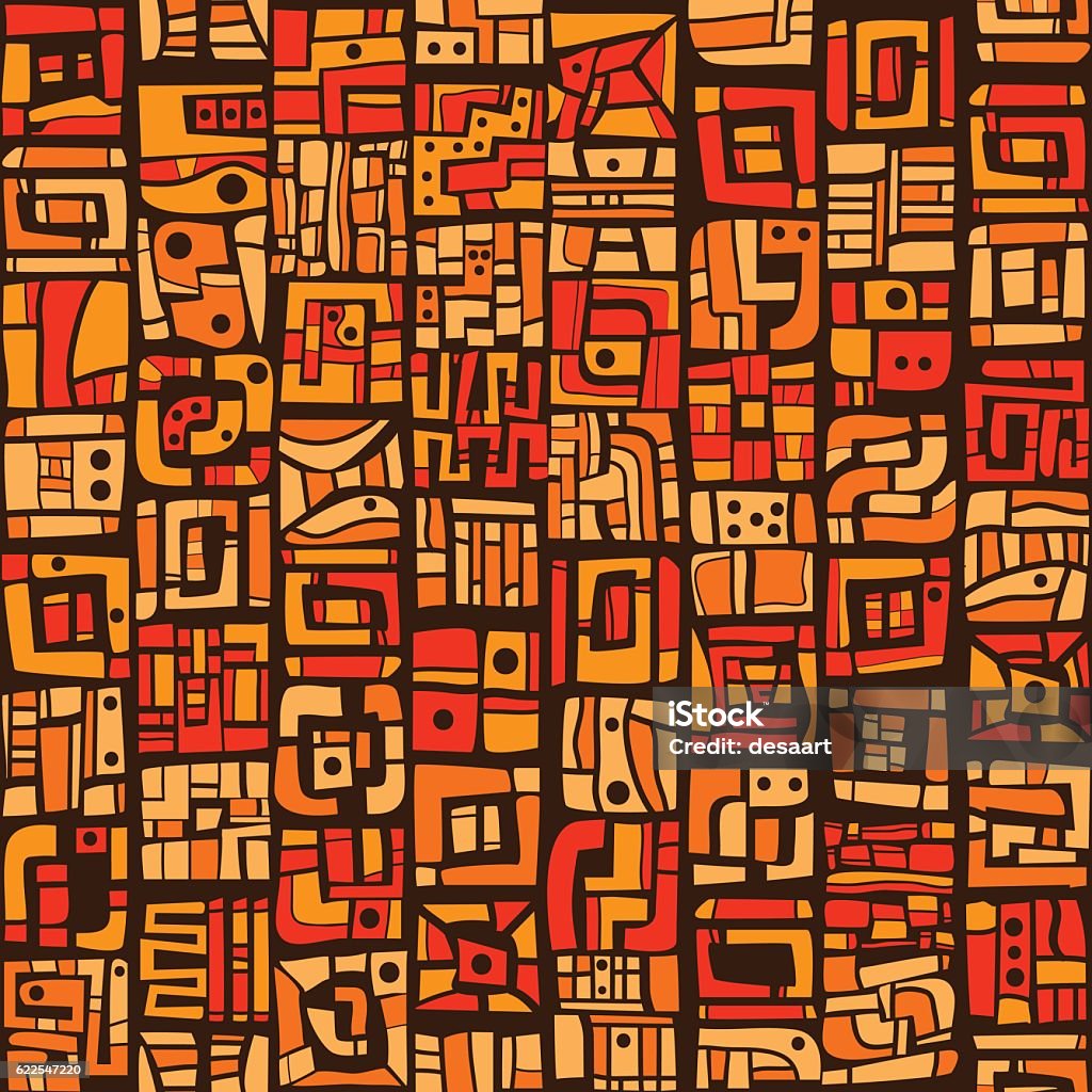 Ethnic orange pattern Orange and brown Aztec seamless ethnic vector pattern African Culture stock vector