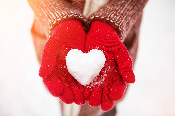 snowy heart woman holds in her hands a snowy heart 2014 stock pictures, royalty-free photos & images