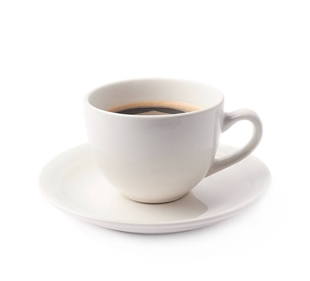 istock Fresh cup of coffee on a plate, isolated 622548828