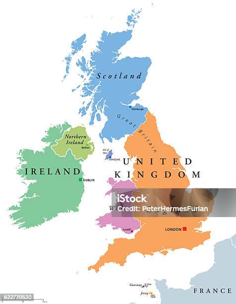 United Kingdom Countries And Ireland Political Map Stock Illustration - Download Image Now - Map, UK, Northern Ireland