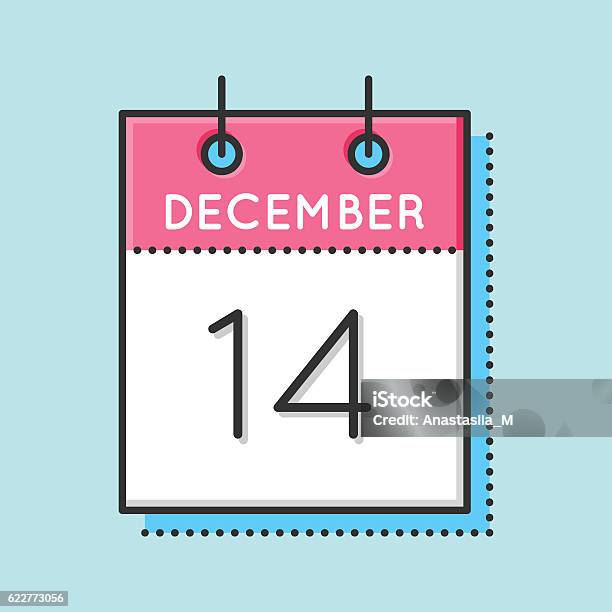 Vector Calendar Icon Stock Illustration - Download Image Now - Calendar, Number 14, December