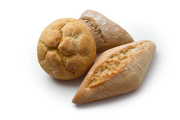 istock Fresh baked buns isolated on white background 622774758