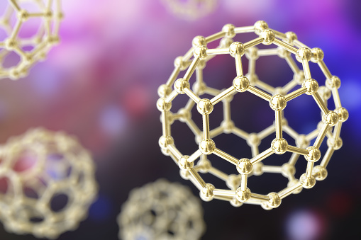 3D illustration of nanoparticles on colorful background