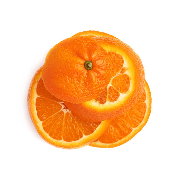 istock Fresh tangerine cut in slices isolated over the white background 622787314